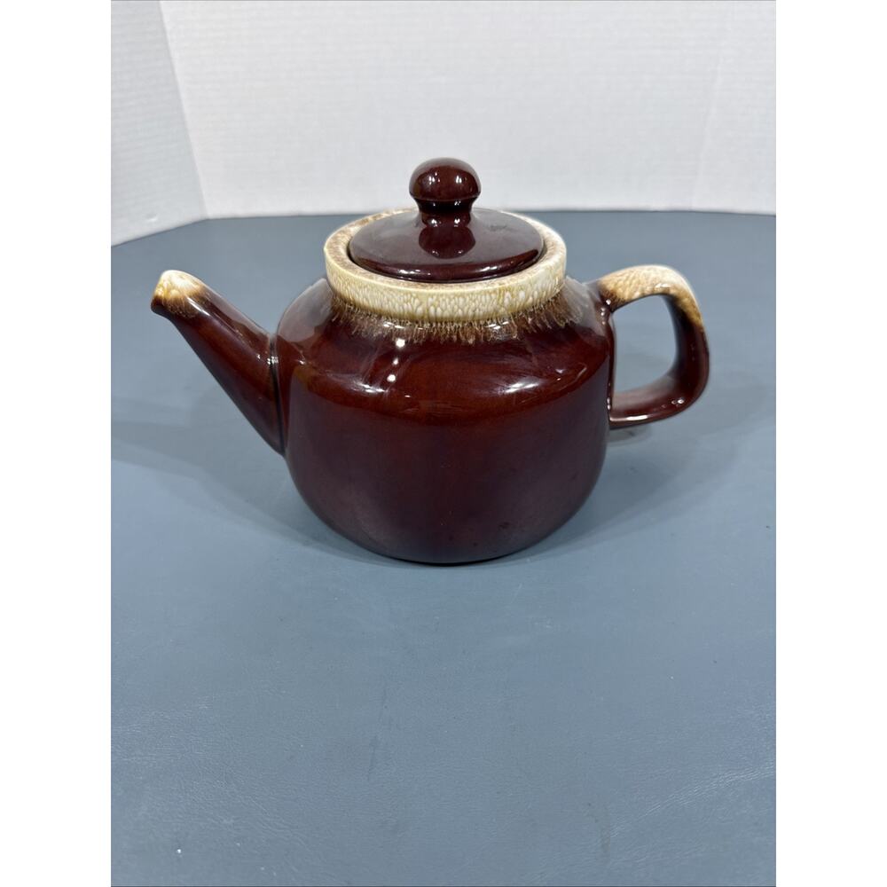 Vintage McCoy Pottery Brown Drip Tea Pot # 163 With Lid Ceramic